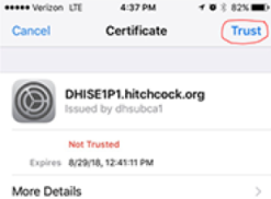 D-H Access certificate on iOS