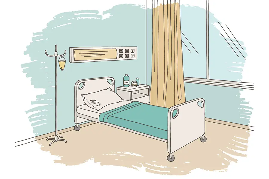 Illustration of a hospital bed