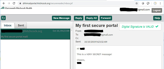 Secure email inbox