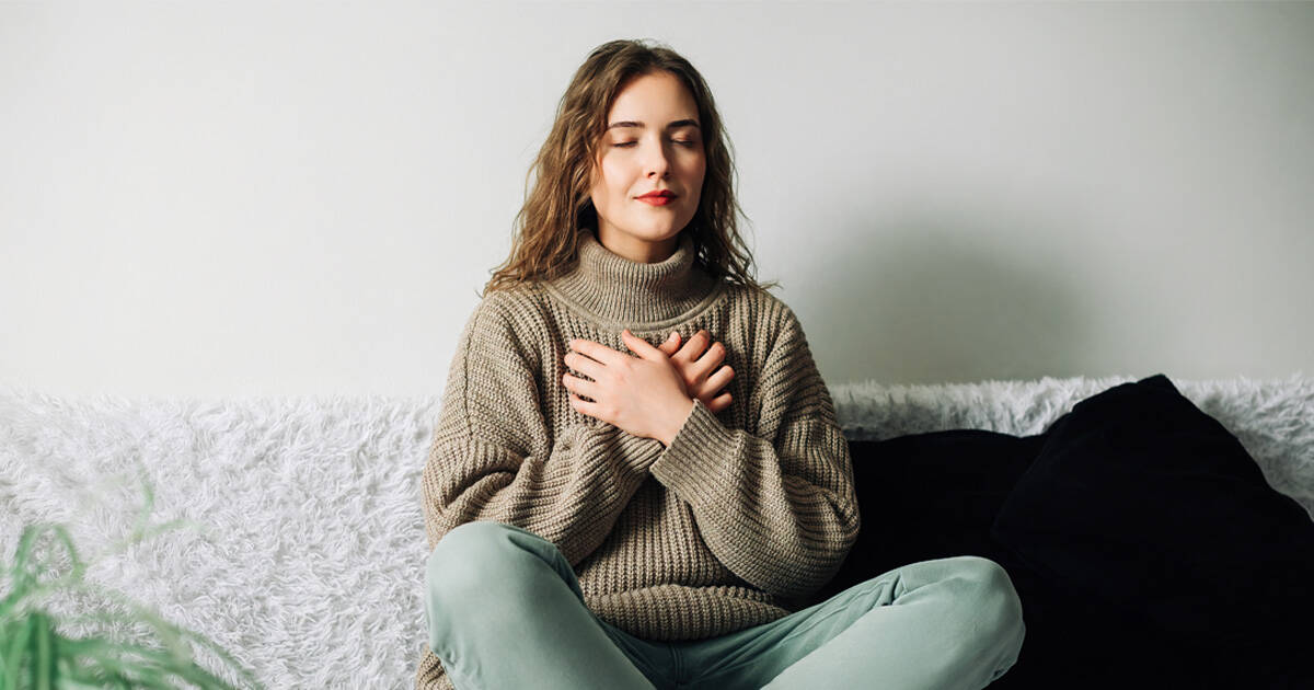 A woman practicing mindfulness