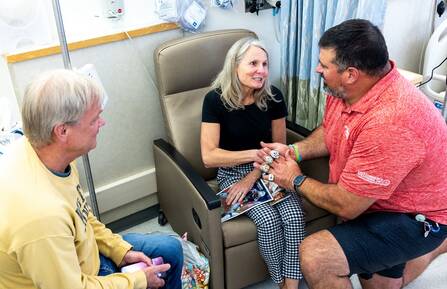 Patient at Dartmouth Cancer Center with Joe Andruzzi 