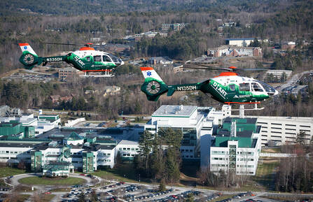 DHART helicopters flying over DHMC