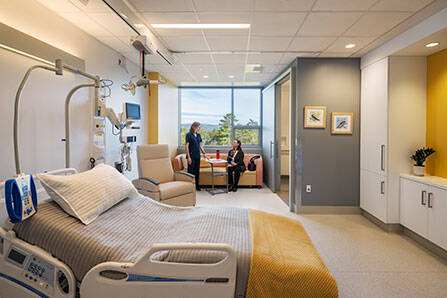 Modern and bright hospital room