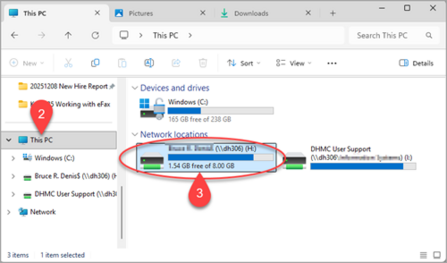 Windows File Explorer network drive selection