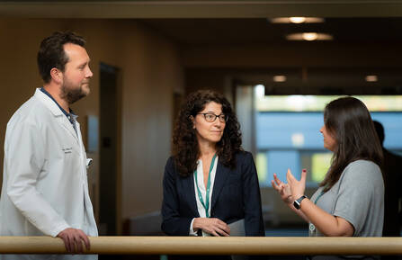Geriatric Psychiatrist Dax C. Volle MD (left), Neuropsyschologist Karen E. Blackmon, PhD (center), and Brain Health Navigator, Corie Crane, DNP, APRN, PMHNP-BC (right)