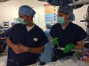 TAP blocks being performed in the OR