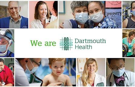 Photos of Dartmouth Health employees arranged around the message We are Dartmouth Health