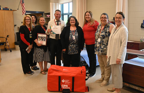 A CPR in Schools kit is dropped off at Pinkerton Academy in Derry, New Hampshire.