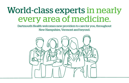 A Dartmouth Health graphic that reads 'World-class experts in nearly every area of medicine.'