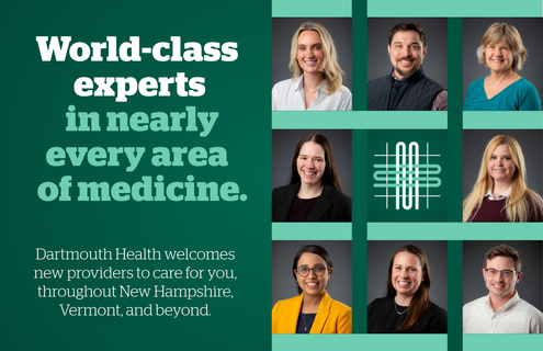 A Dartmouth Health graphic with photos of the new providers.