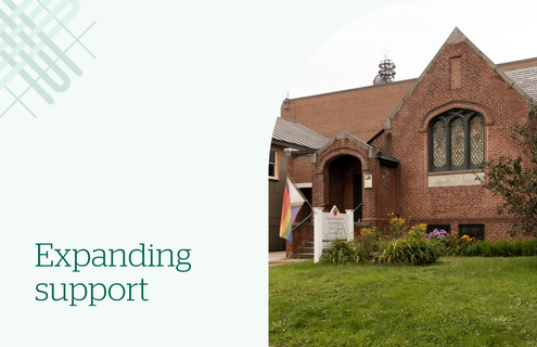 A Dartmouth Health branded graphic with a photo of Good Neighbor Health Clinic