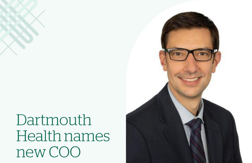 A headshot of Jonathan Welch with text that says "Dartmouth Health names new COO."