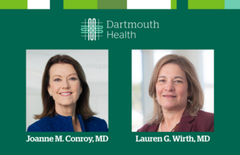 A graphic featuring photos of Joanne Conroy, MD and Lauren Wirth, MD