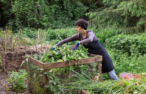 Woman working in garden