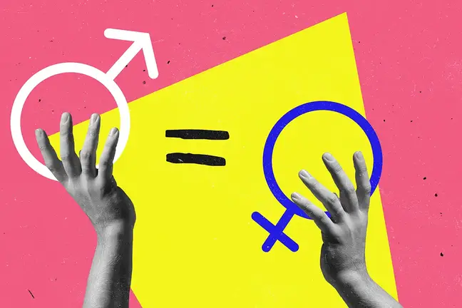 Hands holding up the symbols for male and female genders