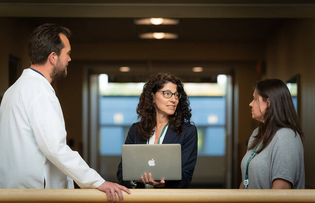 Geriatric Psychiatrist Dax C. Volle MD (left), Neuropsychologist Karen E. Blackmon, PhD (center), and Brain Health Navigator, Corie Crane, DNP, APRN, PMHNP-BC (right)