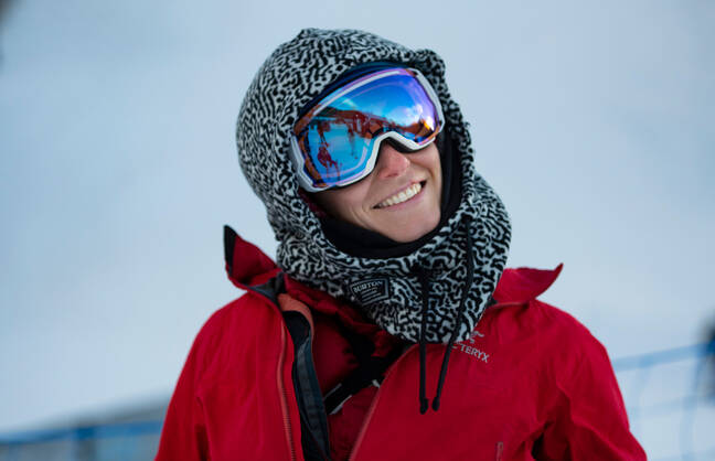 A woman outside in winter