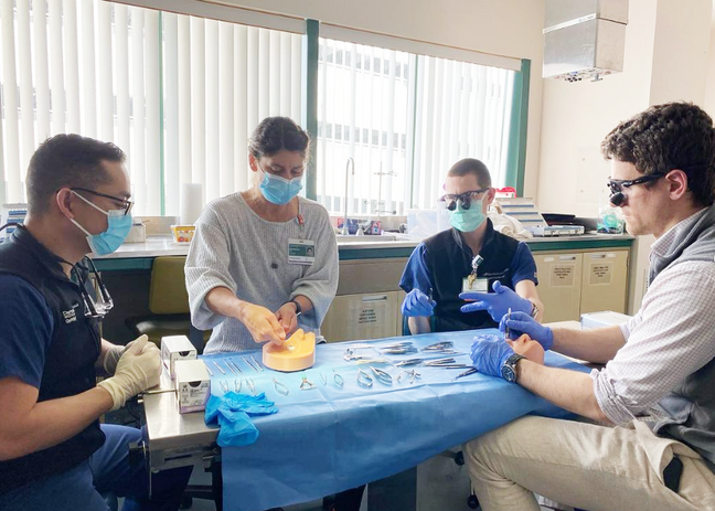 Dr. Erin Salcone, teaching during the Strabismus Wet Lab 