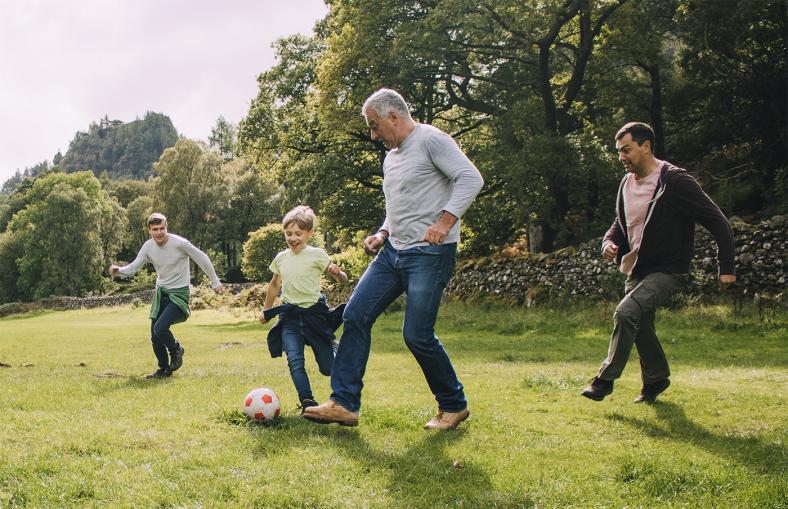 Group of people playing soccer