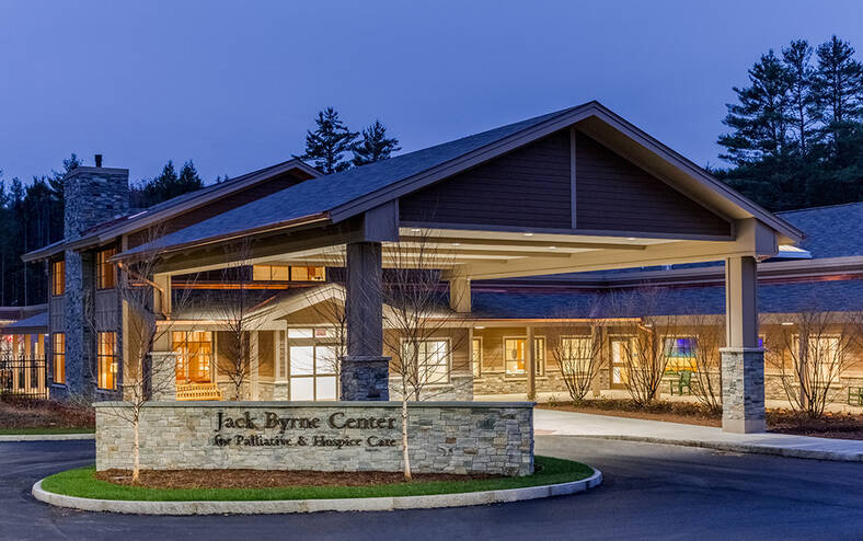 Jack Byrne Center entrance at dusk